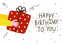 Birthday greeting card with gift. Box vector illustration Birthday greeting card with gift. Box vector illustration