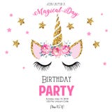 Birthday invitation with unicorn royalty free illustration Birthday invitation with unicorn royalty free illustration