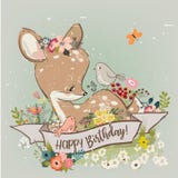 Birthday little deer with flowers royalty free illustration Birthday little deer with flowers royalty free illustration
