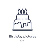Birthday pictures icon from party outline collection. Thin line birthday pictures icon isolated on white background vector illustration Birthday pictures icon from party outline collection. Thin line birthday pictures icon isolated on white background vector illustration