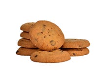 Biscotti di pepita di cioccolato isolati su bianco fotografia stock libera da diritti Biscotti di pepita di cioccolato isolati su bianco fotografia stock libera da diritti