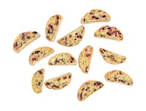 Biscotti миндалины клюквы с белым шоколадом на белом backgr стоковая фотография Biscotti миндалины клюквы с белым шоколадом на белом backgr стоковая фотография
