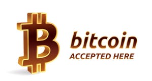 Bitcoin akceptował szyldowego emblemat Crypto waluta 3D Bitcoin isometric złoty znak z tekstem Akceptującym Tutaj Blokowy łańcuch royalty ilustracja Bitcoin akceptował szyldowego emblemat Crypto waluta 3D Bitcoin isometric złoty znak z tekstem Akceptującym Tutaj Blokowy łańcuch royalty ilustracja