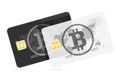 Bitcoin Carte de banque noire et blanche illustration stock Bitcoin Carte de banque noire et blanche illustration stock