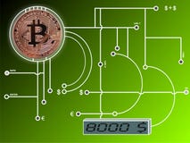 Bitcoin on circuit board vector illustration Bitcoin on circuit board vector illustration