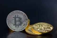 Bitcoin coins in gold and silver Royalty Free Stock Image Bitcoin coins in gold and silver Royalty Free Stock Image