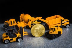 Bitcoin cryptocurrency górniczy pojęcie Blockchain technologia MI fotografia stock Bitcoin cryptocurrency górniczy pojęcie Blockchain technologia MI fotografia stock