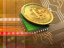 bitcoin 3d avec l'orange d'unité centrale de traitement illustration libre de droits bitcoin 3d avec l'orange d'unité centrale de traitement illustration libre de droits