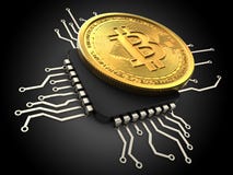 bitcoin 3d med CPU vektor illustrationer bitcoin 3d med CPU vektor illustrationer