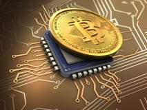 bitcoin 3d med CPU vektor illustrationer bitcoin 3d med CPU vektor illustrationer