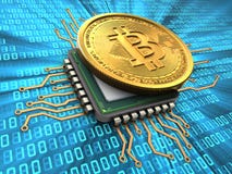 bitcoin 3d med CPU royaltyfri illustrationer bitcoin 3d med CPU royaltyfri illustrationer