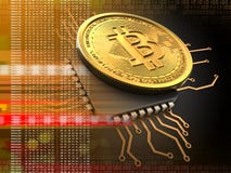 bitcoin 3d med CPU-apelsinen royaltyfri illustrationer bitcoin 3d med CPU-apelsinen royaltyfri illustrationer