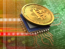 bitcoin 3d med CPU-apelsinen royaltyfri illustrationer bitcoin 3d med CPU-apelsinen royaltyfri illustrationer