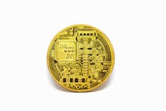 Bitcoin dourado no fundo branco do isolado, conceito de Cryptocurrency, conceito virtual do dinheiro imagens de stock Bitcoin dourado no fundo branco do isolado, conceito de Cryptocurrency, conceito virtual do dinheiro imagens de stock