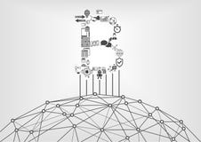 Bitcoin et icône de blockchain avec le World Wide Web comme symbole pour la crypto devise illustration libre de droits Bitcoin et icône de blockchain avec le World Wide Web comme symbole pour la crypto devise illustration libre de droits