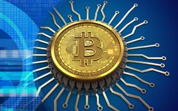 bitcoin integrerad chip 3d stock illustrationer bitcoin integrerad chip 3d stock illustrationer