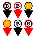 Bitcoin rate falling color icon. Cryptocurrency with down arrow. Bit coin collapse Falls Down symbol. Vector Illustration. vector illustration Bitcoin rate falling color icon. Cryptocurrency with down arrow. Bit coin collapse Falls Down symbol. Vector Illustration. vector illustration