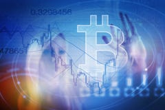 Bitcoin sign digital currency, futuristic digital money, blockchain technology concept