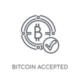 Bitcoin признавало линейный значок Современный план Bitcoin принял lo иллюстрация штока Bitcoin признавало линейный значок Современный план Bitcoin принял lo иллюстрация штока