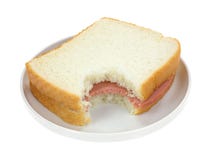 Bitten Baloney Sandwich On White Bread Royalty Free Stock Image Bitten Baloney Sandwich On White Bread Royalty Free Stock Image