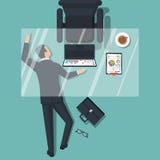 Biznesmen jest pod stołem ilustracji Biznesmen jest pod stołem ilustracji