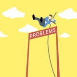 Biznesmen robi słupa sklepia z problemami jako imię bariera ilustracja wektor Biznesmen robi słupa sklepia z problemami jako imię bariera ilustracja wektor