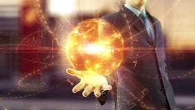 Biznesmena chwyt nad ręki globalną cyfrową siecią zdjęcie wideo Biznesmena chwyt nad ręki globalną cyfrową siecią zdjęcie wideo