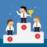 Biznesowego życia pracownicy na zwycięzcy podium ilustracji Biznesowego życia pracownicy na zwycięzcy podium ilustracji
