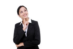 Biznesowej kobiety główkowanie odizolowywający na bielu zdjęcia stock Biznesowej kobiety główkowanie odizolowywający na bielu zdjęcia stock