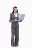Bizneswoman szczęśliwy z laptopem target80_0_ zdjęcie stock Bizneswoman szczęśliwy z laptopem target80_0_ zdjęcie stock