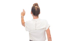 Bizneswomanu macanie coś Obraz Stock Bizneswomanu macanie coś Obraz Stock