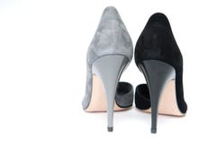 Black And Gray Female Velour Shoes Stock Photos