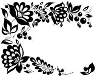 Black And White Flowers And Leaves. Floral Design Element In Retro Style Royalty Free Stock Image Black And White Flowers And Leaves. Floral Design Element In Retro Style Royalty Free Stock Image