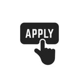 Black apply button with forefinger stock illustration Black apply button with forefinger stock illustration