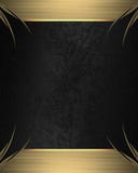 Black Background With Gold Frame. Element For Design. Template For Design. Copy Space For Ad Brochure Or Announcement Invitation, Stock Image