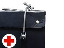Black bag and stethoscope insolated on white backgound stock images Black bag and stethoscope insolated on white backgound stock images