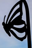 Black Butterfly Silhouette Outline - Gray Background