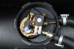 Black car liquefied petroleum gas, LPG tank with meter close up stock image Black car liquefied petroleum gas, LPG tank with meter close up stock image