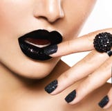 Black Caviar Manicure and Black Lips