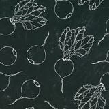 Black Chalk Board. Seamless Background of Ripe Beets. Endless Pattern of Beetroot with Top Leaves and Beet Halves. Fresh Vegetable stock illustration Black Chalk Board. Seamless Background of Ripe Beets. Endless Pattern of Beetroot with Top Leaves and Beet Halves. Fresh Vegetable stock illustration