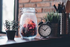 Black Clock Style Vintage Time Clock stock image Black Clock Style Vintage Time Clock stock image