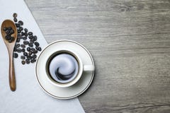Black coffee in cup on wooden table stock photography Black coffee in cup on wooden table stock photography