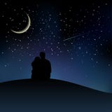 Black couple silhouettes sitting on the hill and stock illustration Black couple silhouettes sitting on the hill and stock illustration