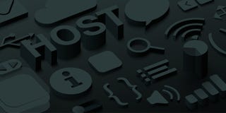 Black 3d host background with web symbols. royalty free illustration Black 3d host background with web symbols. royalty free illustration