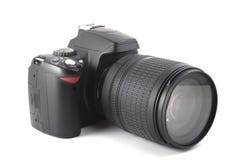 Black dslr camera. Isolated on white background Royalty Free Stock Image Black dslr camera. Isolated on white background Royalty Free Stock Image