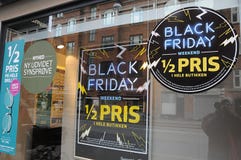 Black firday commrcial in window 50% discount sale royalty free stock photography Black firday commrcial in window 50% discount sale royalty free stock photography