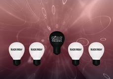 Black Friday: Lightbulbs met tekst royalty-vrije illustratie Black Friday: Lightbulbs met tekst royalty-vrije illustratie