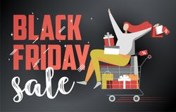 Black friday sale flat illustration on dark vector illustration Black friday sale flat illustration on dark vector illustration