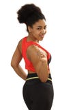 Black girl measures a waist stock photo Black girl measures a waist stock photo