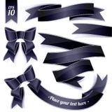 Black glossy ribbon with lace fringe. vector illustration Black glossy ribbon with lace fringe. vector illustration
